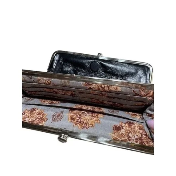 Vintage Hobo Leather Clutch Wallet With Plaid Design & Floral Lining- LT3230 - Picture 5 of 9